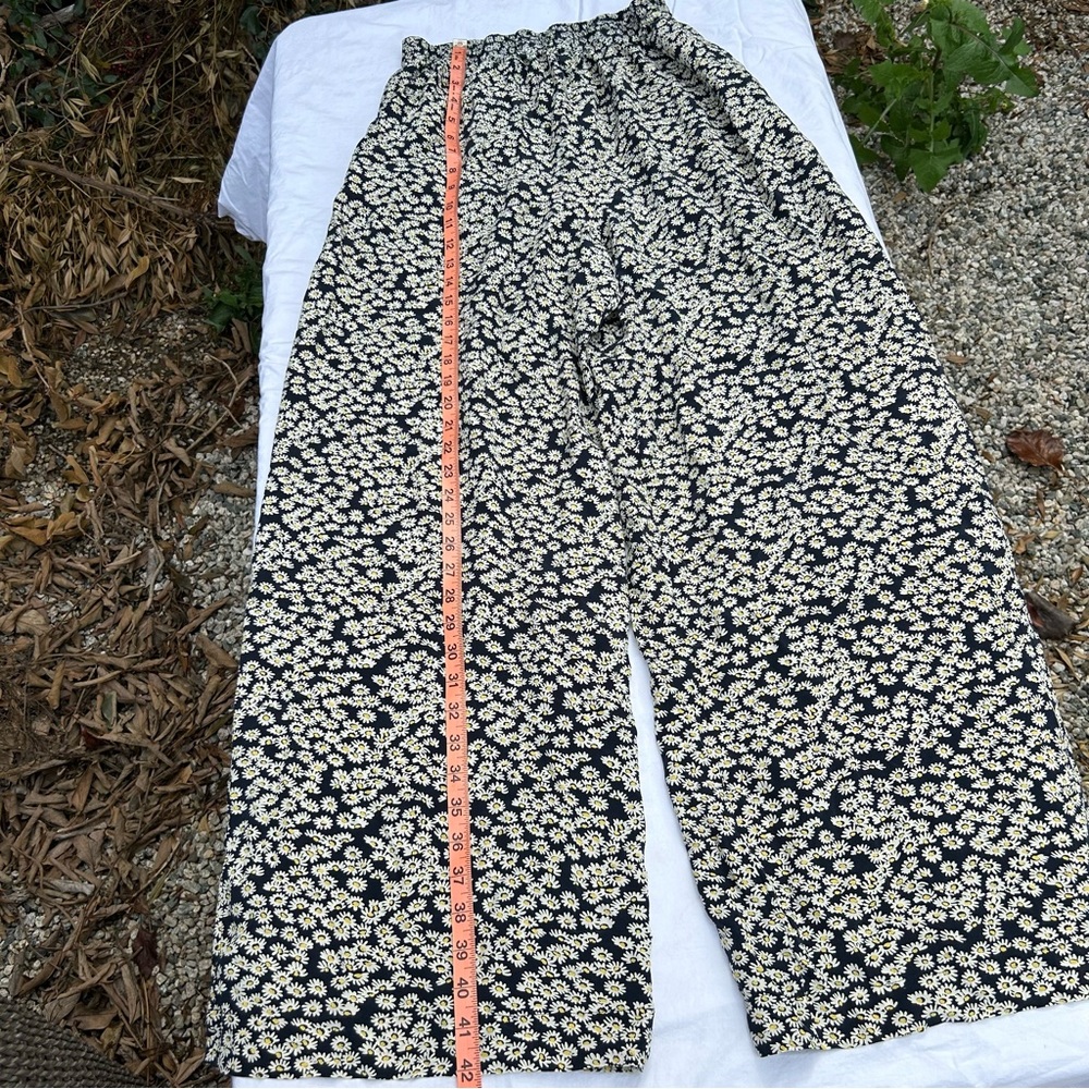 SOLD Vintage 90s Style Neiman Marcus Floral Wide Leg Silk Pants Boho Flowy Daisy - Picture 5 of 8